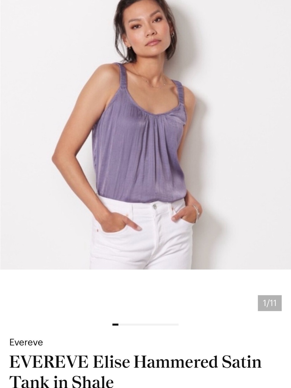 Evereve Elise Hammered Satin Tank in Lavender